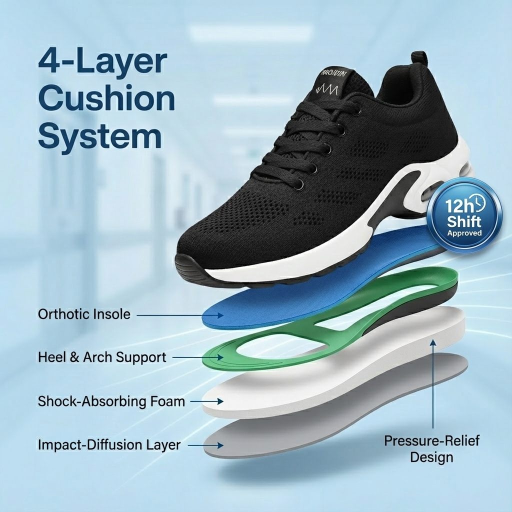 12-Hour Shift Shoes for All-Day Foot, Knee & Back Pain Relief (BOGO)